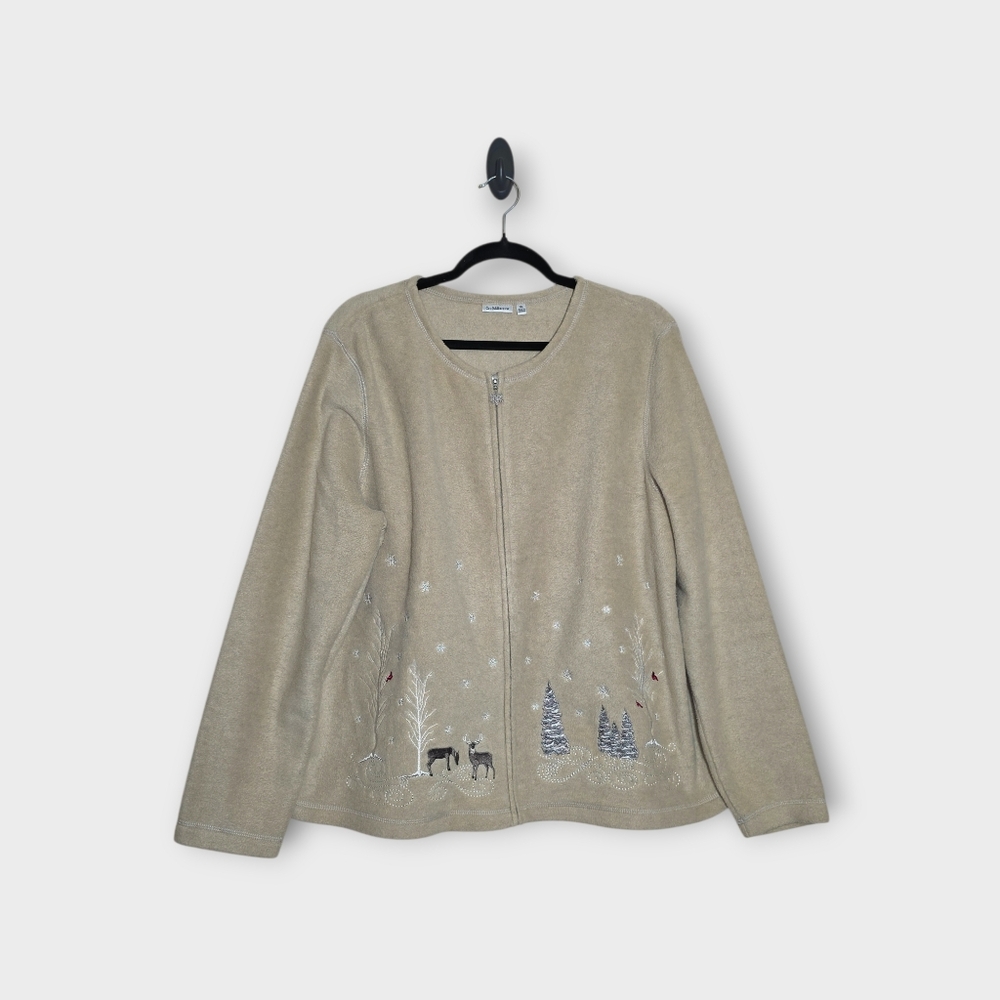 Croft & Barrow XL Full Zip Jacket Christmas Winter Snowflakes